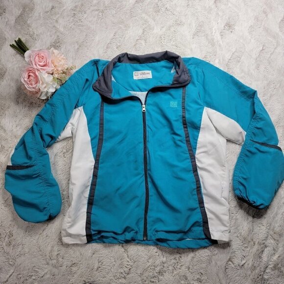 Wilson Jackets & Blazers - Vintage Wilson Blue White Full‎ Zip Track Windbreaker Jacket Size S